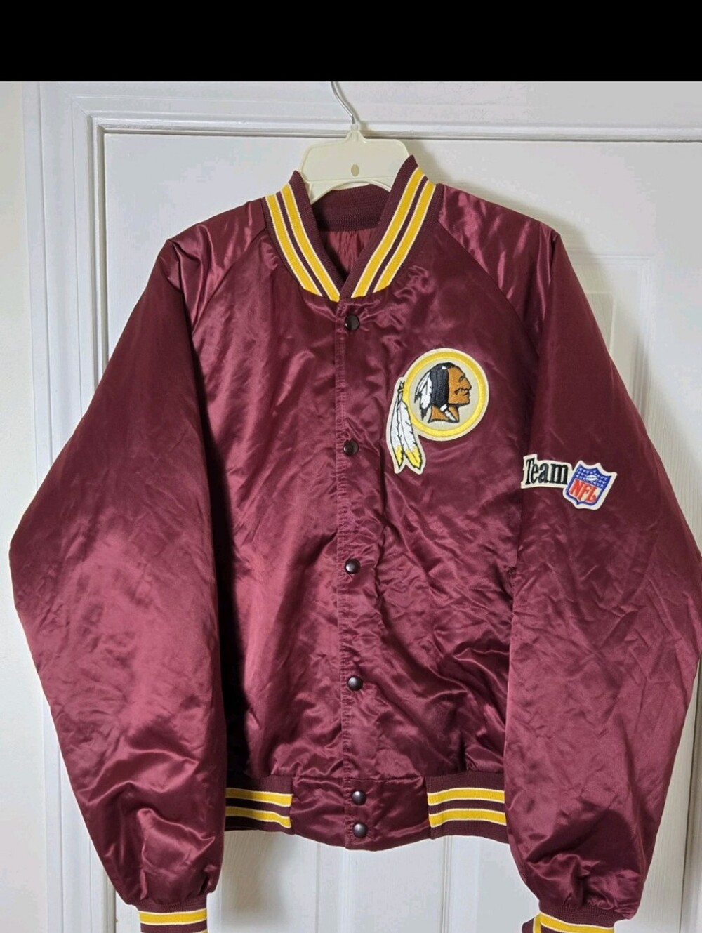 Washington Redskins Satin Bomber Jacket - Burgundy  Large